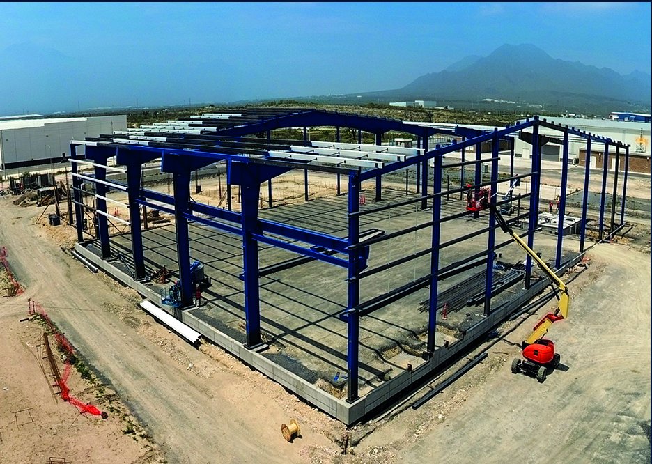Steel structure under erection